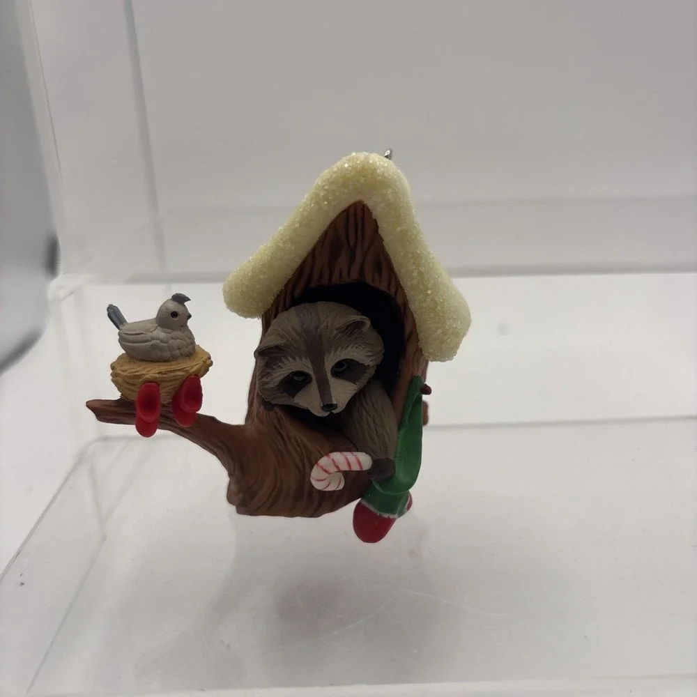 Lot of 4 Hallmark Ornaments~Raccoon, Dogs, Walrus, Town Crier~Vintage